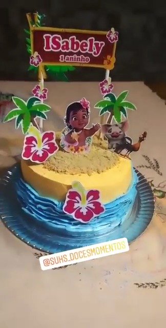 Bolo infantil tema Moana para aniversário de 1 aninho