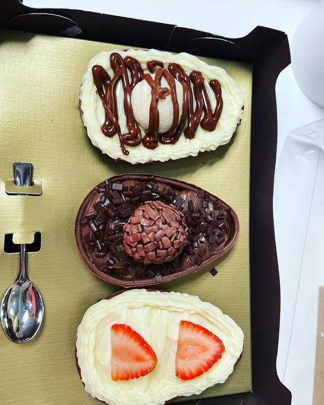 Ovo de colher com brigadeiro de ninho e Nutella